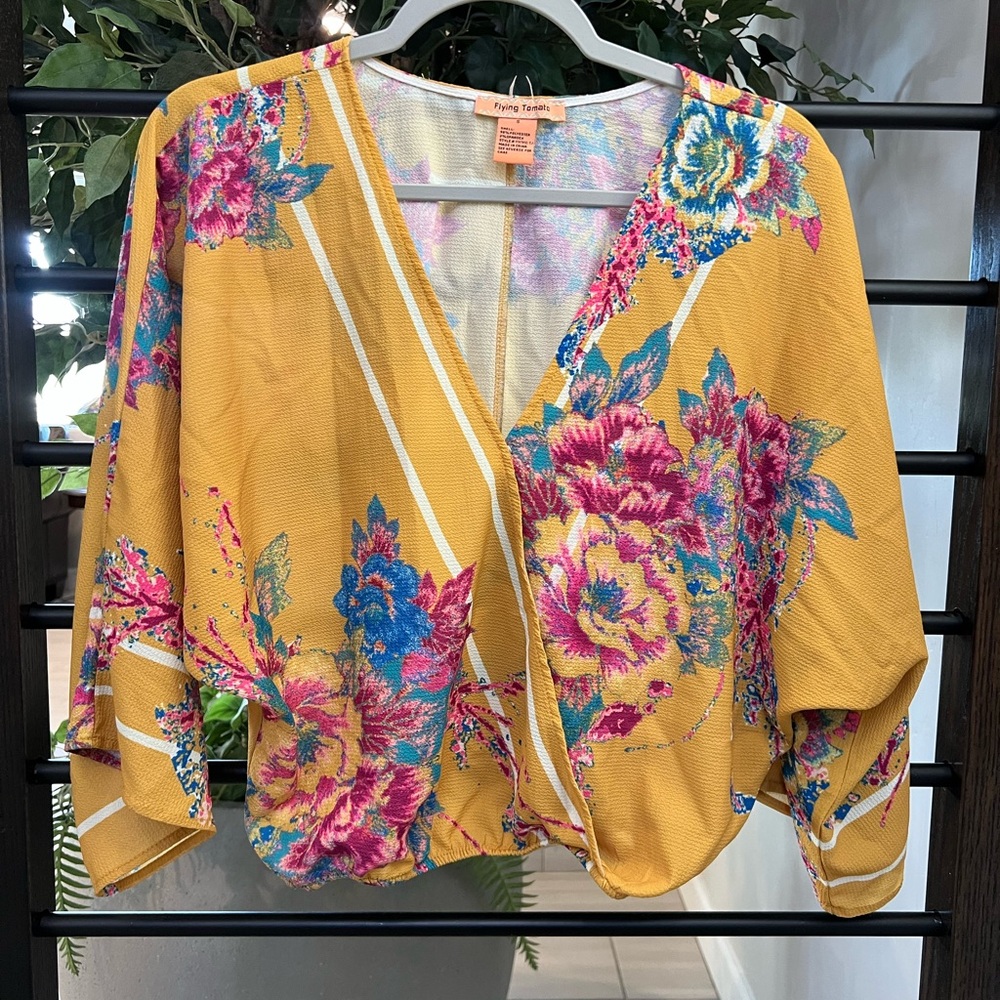 Floral Yellow Kimono Top